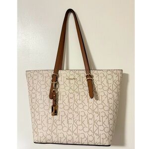 Calvin Klein Beige and Brown Women's Tote Bag